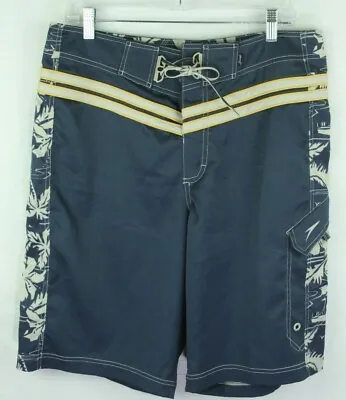 Speedo Board Shorts 34 Mens 11  Inseam Blue Floral Pocket Swimsuit • $15