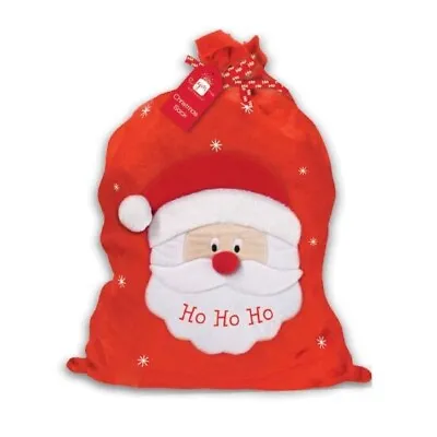 £4.95 • Buy Large Christmas Santa Sack Applique Father Xmas Face, Gift Present Bag Ho Ho Ho