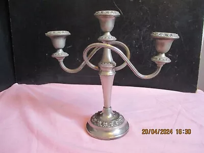 Vintage Ianthe Silver Plate Three Arm Candleabra  Made In England • £3