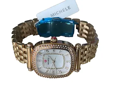 New Michele Caber Isle 18k Gold Plt Diamond Ladies MOP Watch MWW16C000034 $3395 • $1755.60