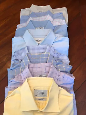 9 Lot Mens Dress Shirts Long Sleeve Charles Tyrwhitt Slim Fit Size 16-1/2 - 34 • $130