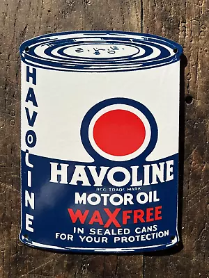Havoline  Motor Oil Vintage Porcelain  Gas And Oil Sign • $15