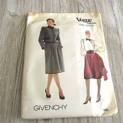 Vintage Sewing Pattern VOGUE Paris Original Givenchy # 1203 SZ 12 BUst 34 FF/com • $14.99