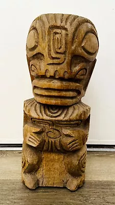 Vintage Maori Tiki Hand Carved Wood Statue Figure Tahiti Island God New Zealand • $99