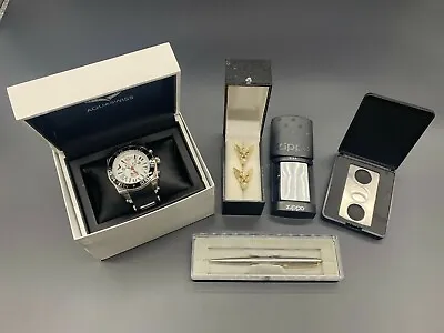 Ultimate Gent Gift Set -AQUASWISS Watch Cufflink Parker PenZippo&cigar Cutter • £277