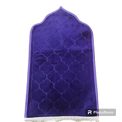 Purple Velvet Prayer Mat Thick Padded Non Slip Islamic Foam Janamaz  • £13.99