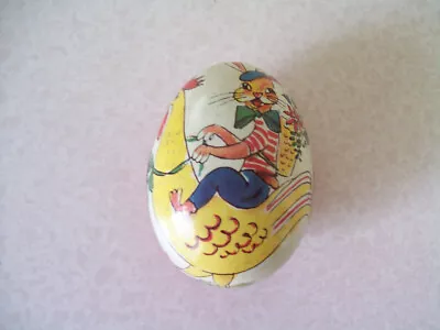 Vintage Tin Litho Bunny Riding Rooster Easter Egg • $25