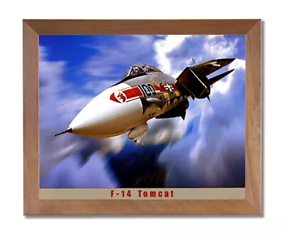 F-14 Tomcat Jet Airplane Wall Picture Honey Framed Art Print • $64.80