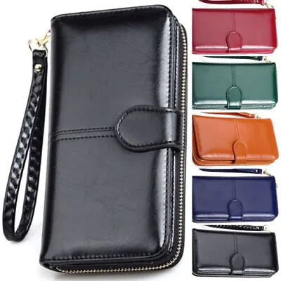 Ladies Large Capacity Leather Wallet Long Purse Phone Card Holder Case Clutch UK • £5.99