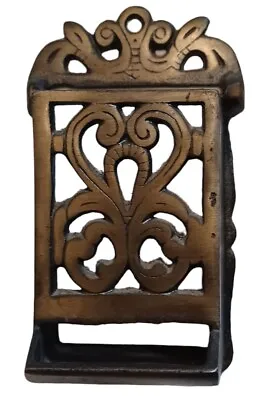 Vintage Metal Wall Mount Match Box Holder Striker Cast Metal Bronze Finish • $13.45