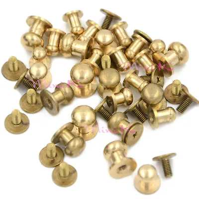 £3.35 • Buy 5 10P Sam Browne Stud Screw Round Head Solid Brass Rivet Chicago Button Leather