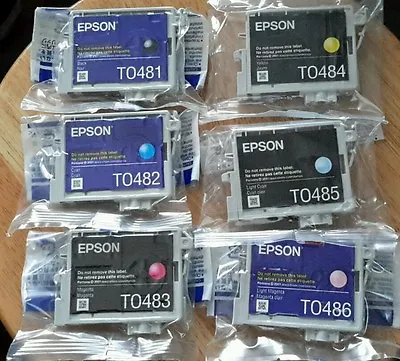 6 Genuine Epson 48 Ink T048 T0481-T0486_R200/220/300/320 RX500/600/620 • $51.89