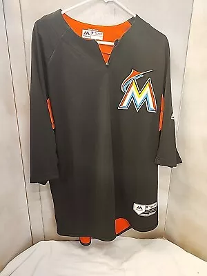 Miami Marlins Mens Majestic Embroidered Quarter Zip Jersey XL • $22.99