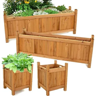 Wooden Garden Planters Set Of 2 Flower Plant Pot Window Box Outdoor Raised Bed • £39.99