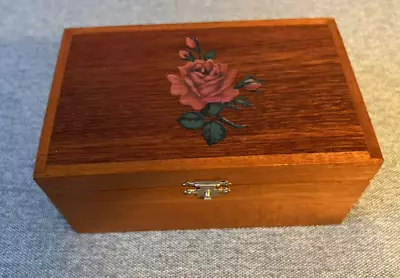 £38 • Buy Lovely Vintage Wooden Reuge Musical Jewellery Box With Rose Decal LOOK!