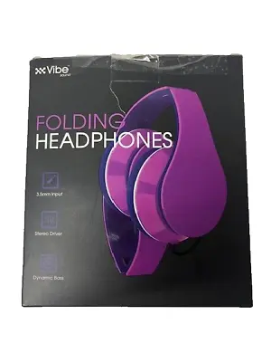Vibe Sound Folding Headphones With Dynamic Bass Stereo Driver Purple • $12.75