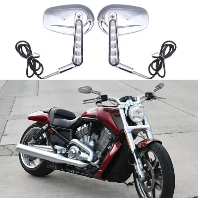 For Harley V-Rod Muscle VRSCF 09-17 Motorcycle LED Turn Signal Mirrors Chrome • $79.49