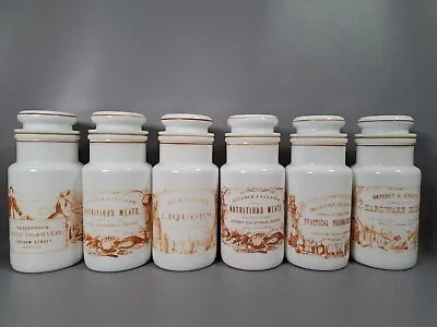 Vintage Milk Glass Jars Canisters Advertising Apothecary Kitchen Storage Jars • £15