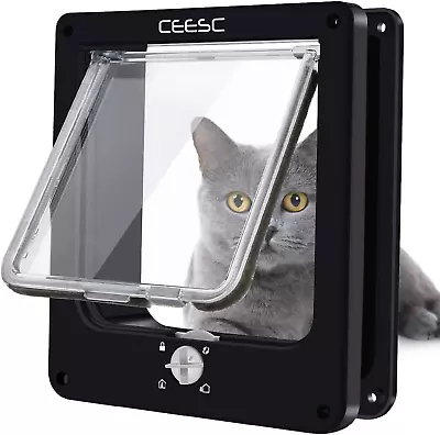 Cat Doors Magnetic Pet Door With Rotary 4 Way Lock For Cats Kitties And Kitten • $27.10