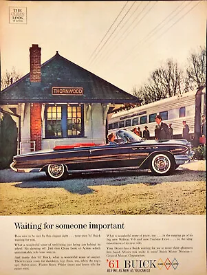 1961 Buick Convertible Waiting At Train Station Vintage Print Ad • $11.40