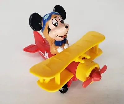DISNEY Airplane Mickey Mouse Pilot  PVC Figure METAL Working WHEELS Prop SPINS • $21.50