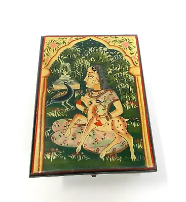 Mughal Hand Painted Wooden Box Mughal Hand Painted Jewelry Trinket Box • $39