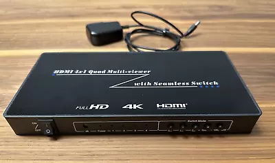 HDMI 4x1 Quad Multi-Viewer Switcher 1080P 3D Seamless 4 Channel Display Switcher • $50