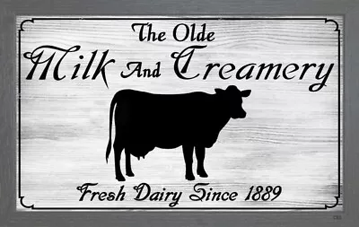 (Olde Milk & Creamery) Sign Plaque Gift Farm Cow Dairy Farmer Wall Decor • $14.99