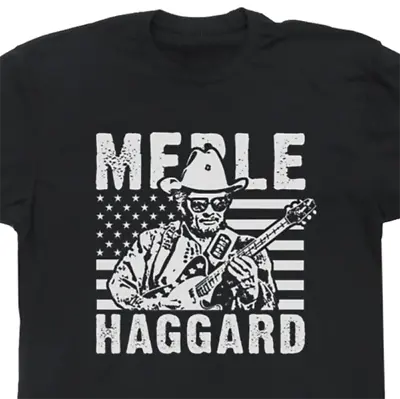 Merle Haggard Guitar Men T-shirt Black Unisex All Sizes JJ3048 • $24.69