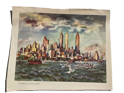 Manhattan Millard Sheets 1950 Advertisement United Airlines • $50