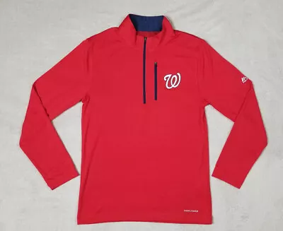 Washington Nationals Majestic Coolbase 1/4 Zip Pullover W/ Chest Pocket - Small • $19.98