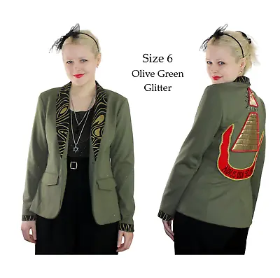 Desperately Seeking 80s Pyramid Style Size 6 Olive Green Glitter Susan Jacket • $205