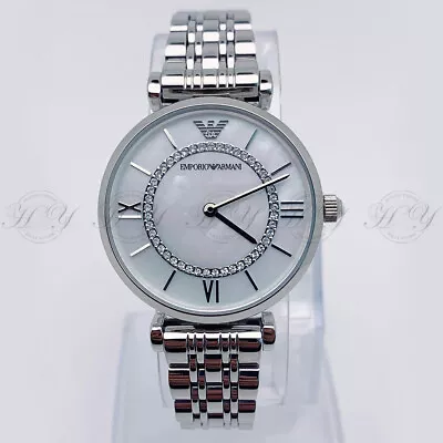 New In Box Emporio Armani AR1908 CLASSIC Silver Mother Of Pearl Ladies Watch • $163