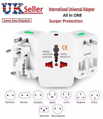 Universal International Travel Power Adapter Convertor Plug Power UK/EU/US/AU • £6.74