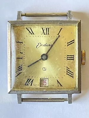 Endura 29mm Square Hand Wind-mechanic Calendar Watch Collectable Vintage Runs Ok • $24.95