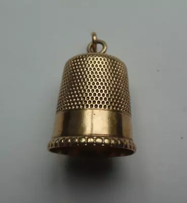 Vintage 10k Yellow Gold #9 Sewing Thimble Charm • $79.95