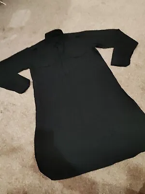 Mens Pakistani Man Smart Fit Black Cotton Kurta Shirt Top Size S • £10.99
