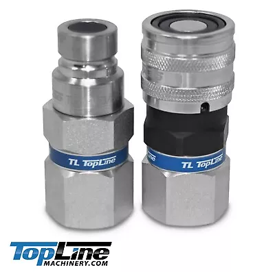 5/8  SAE - 1/2 Body Flat Face Hydraulic Quick Connect Coupler Set ISO16028 TL21 • $48.24