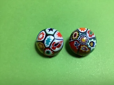 Glass VINTAGE Italy MILLEFIORI DOME CLIP EARRINGS Multicolor • $10