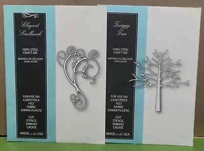 Memory Box Metal Cutting Dies LOT Of 2 Scrollwork 98153 Twiggy Tree 98143 • $18.49