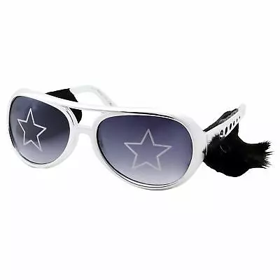 $9.99 • Buy Silver Elvis Costume Sunglasses With Side Burns Adult Men's Size Presley Glasses