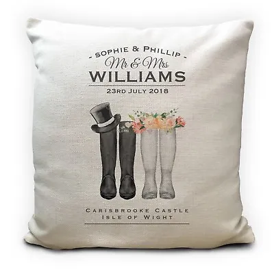 £14.99 • Buy Wedding Cushion Cover Gift Personalised Welly Wellington Boots Anniversary 40cm