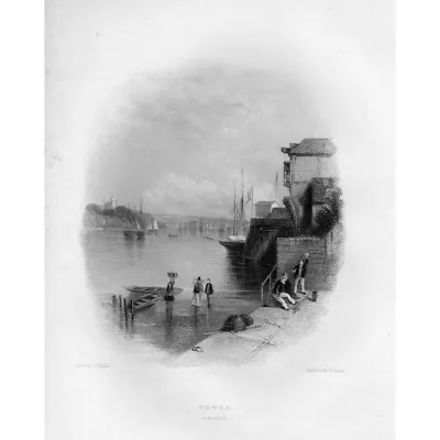 COWES Isle Of Wight View Of The Harbour - Antique Print 1842 • £9.99