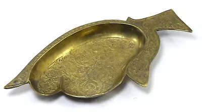 Vintage Small Brass Leaf Shape Table Decorative Dry Fruit Serving Tray G7-944 • $140.48