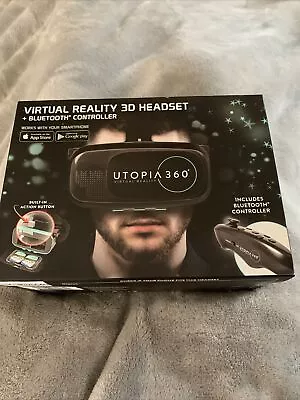 Utopia 360 Virtual Reality 3D Headset W/Bluetooth Controller • $13