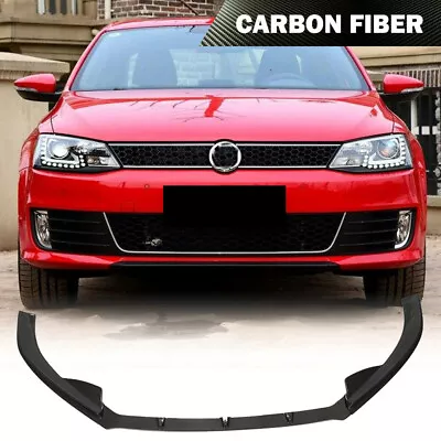 Fits VW Jetta MK6 GLI Sedan 13-15 Carbon Fiber Front Bumper Lip Spoiler Bodykit • $419.89