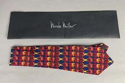 VINTAGE Nicole Miller Neck Tie 100% Silk Bull Bear Money Symbol Pattern • $9.95