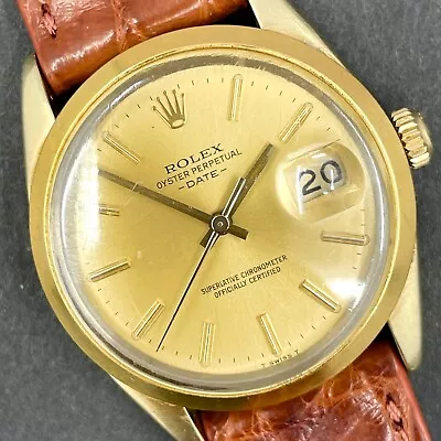 Rolex 34mm Oyster Perpetual Date Quickset Gold Shell Ref 15505 - Year 1983 • $2750