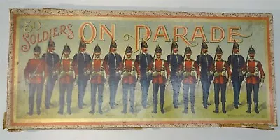 Antique 50 SOLDIERS ON PARADE No. 2 McLOUGHLIN BROS BOXED PAPER TOY SOLDIERS SET • $350