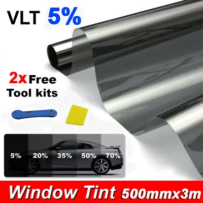 $13.99 • Buy Window Tint Film VLT 5% Black Roll Car Home House 50cm X 3m Tinting Tools Kit AU